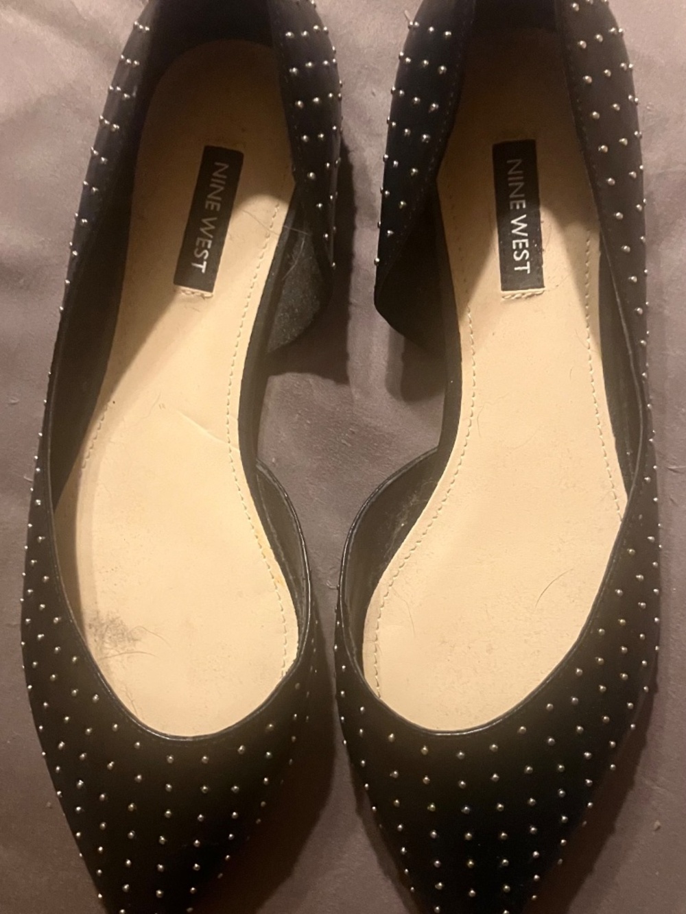 Women’s Nine West Black Studded Flats - Picture 3 of 10